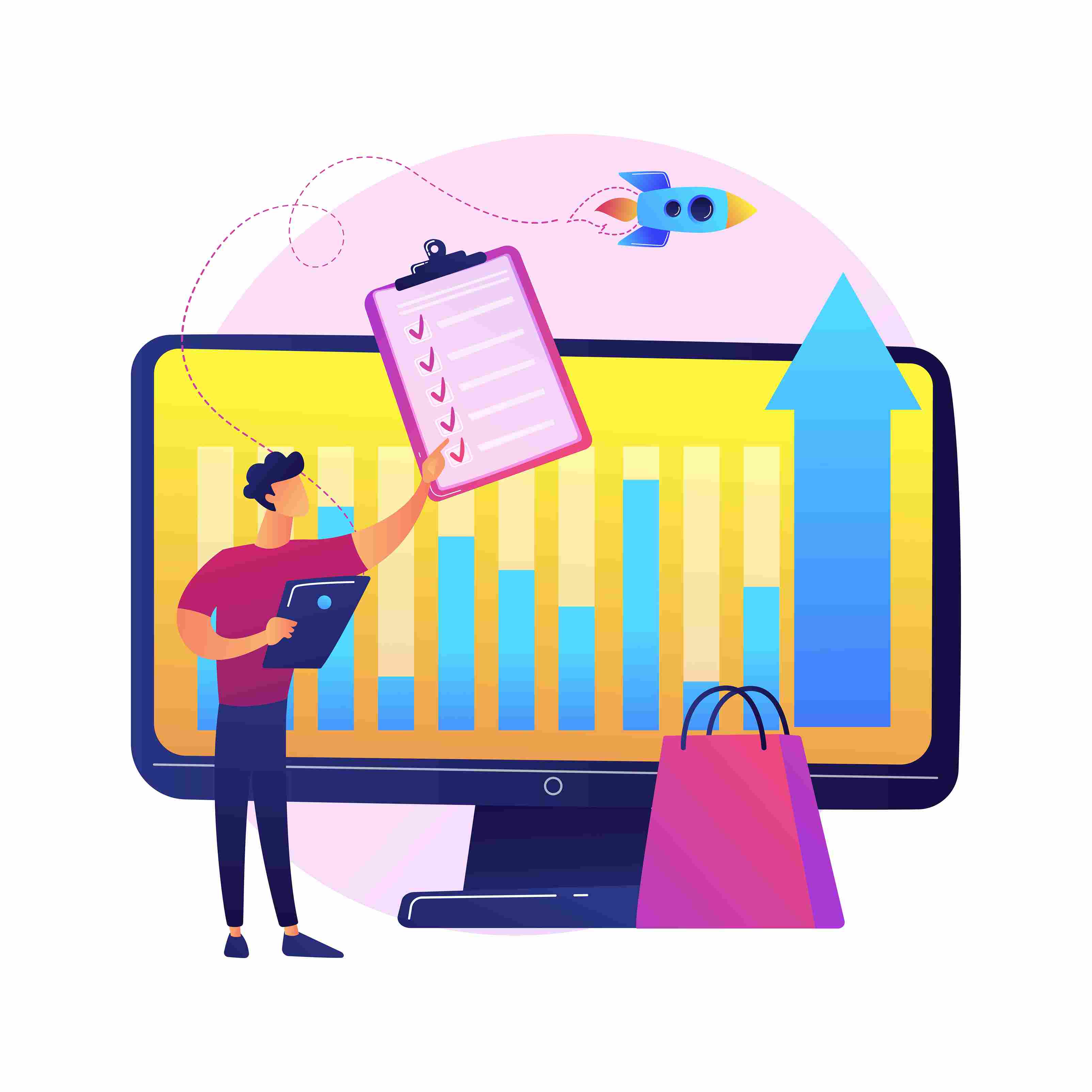 Man presenting checklist and analytics on screen to explain the importance of efficient revenue cycle management in healthcare.