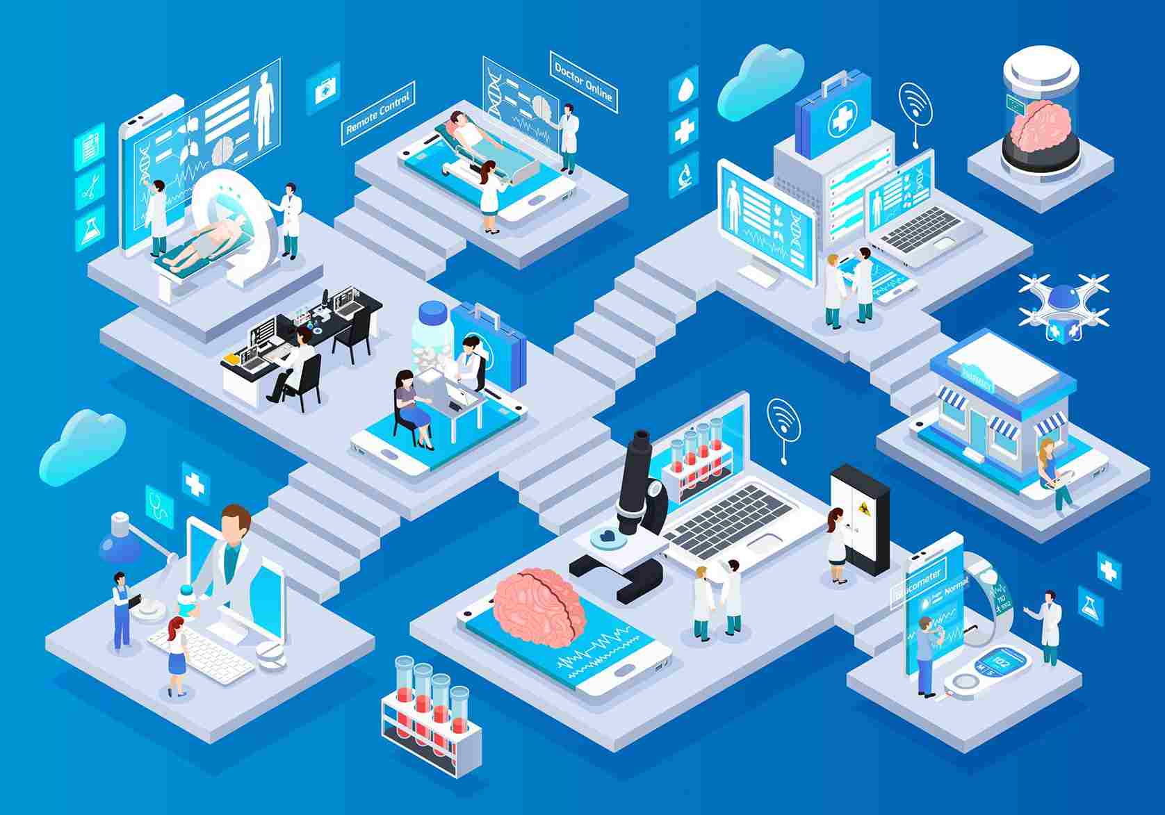 Doctors using a digital hospital management system