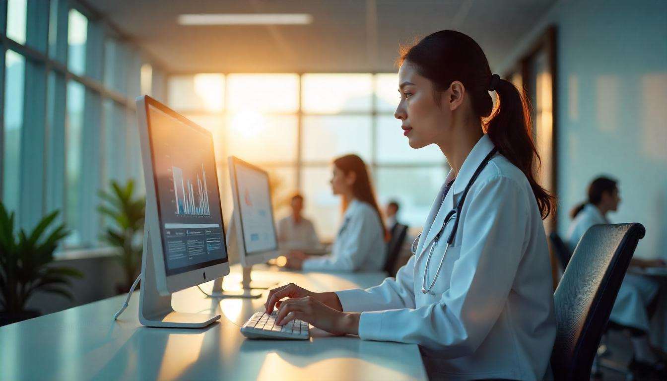 doctor working in a hospital management software